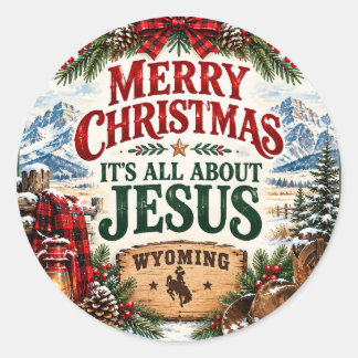 Adesivo Redondo Feliz Natal É Tudo Sobre Jesus Wyoming