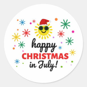 Adesivo Redondo Feliz Natal em Julho