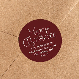 Adesivo Redondo Feliz Natal endereço de retorno marrom caprichoso