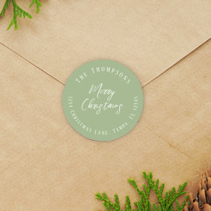 Adesivo Redondo Feliz Natal Endereço de Retorno Script Minimalista