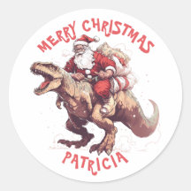 Feliz Natal Engraçado Papai Noel Andando Dinossaur