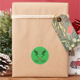 Adesivo Redondo Feliz Natal Engraçado Reindeer Roda Clássica