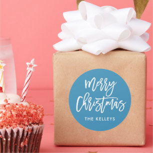 Adesivo Redondo Feliz Natal Escoteiro Azul Personalizado