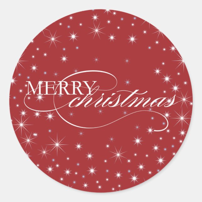Adesivo Redondo Feliz Natal - Estrelas - Sticker, Selo (Frente)
