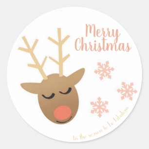 Adesivo Redondo Feliz Natal, Fabulosa Reindeer Dourada