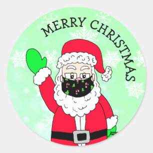 Adesivo Redondo Feliz Natal Facemask Papai Noel