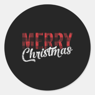 Adesivo Redondo Feliz Natal Família de Presentes Xmas Xadrez Verme