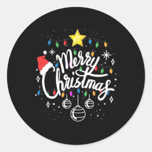 Adesivo Redondo Feliz Natal Família Engraçado Homens de Natal Xmas