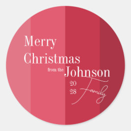 Adesivo Redondo Feliz Natal Família Greve Vermelha de Natal