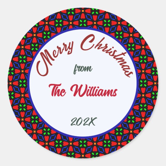 Adesivo Redondo Feliz Natal Família Personalizável (Frente)