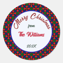 Adesivo Redondo Feliz Natal Família Personalizável