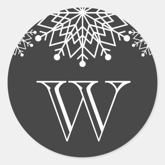 Adesivo Redondo Feliz Natal | Fecho de envelopes preto-e-branco (Frente)