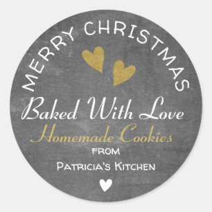 Adesivo Redondo Feliz Natal Feito Com Cookies De Amor