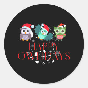Adesivo Redondo Feliz Natal Feliz Feriados Férias Fúria Hoot