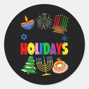 Adesivo Redondo Feliz Natal Feliz Hanukkah Happ