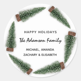 Adesivo Redondo Feliz Natal Feliz Nome da Árvore de Natal