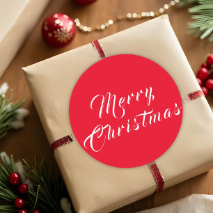 Adesivo Redondo Feliz Natal - Feriado Branco Vermelho