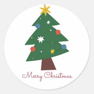 Adesivo Redondo Feliz Natal Feriado de Árvore