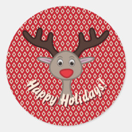 Adesivo Redondo Feliz Natal Feriado de Reindeer