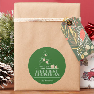 Adesivo Redondo Feliz Natal Feriado Verde da Árvore