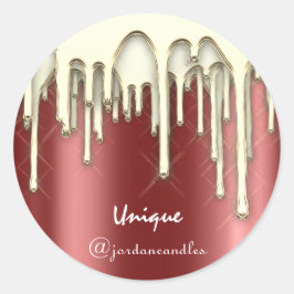 Adesivo Redondo Feliz Natal Férias do Dourado Burgundy