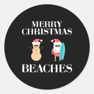 Adesivo Redondo Feliz Natal Férias Familiares nas Praias da Flórid