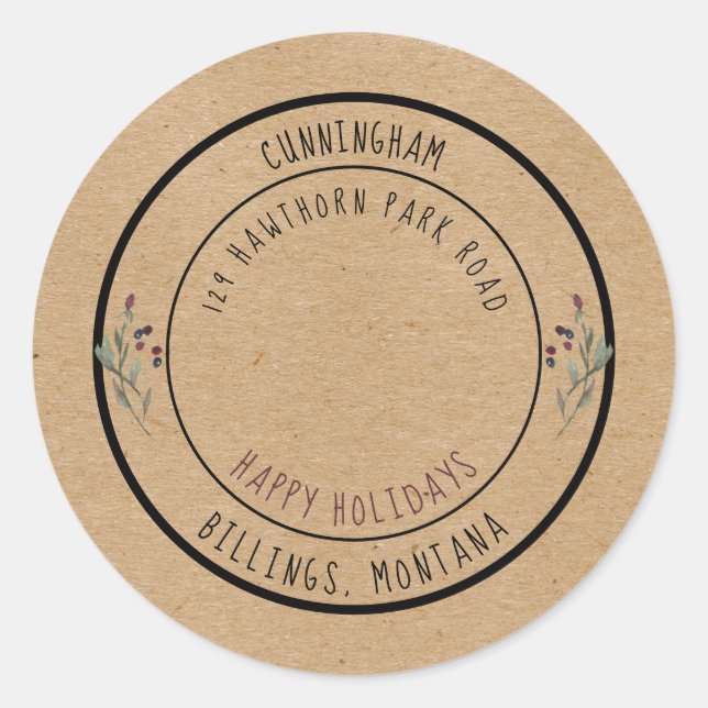 Adesivo Redondo Feliz Natal Férias Férias Festas Russas Berries Se (Frente)