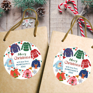 Adesivo Redondo Feliz Natal Festa de suéter feio