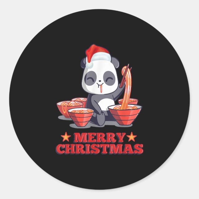 Adesivo Redondo Feliz Natal - Fingente Ramen Panda Noodles Japones (Frente)