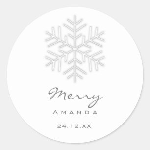 Adesivo Redondo Feliz Natal Floco de neve de Cinzas de inverno