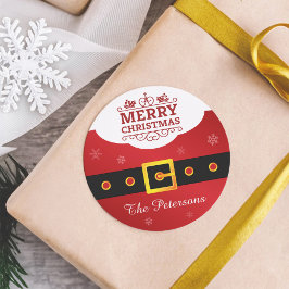 Adesivo Redondo Feliz Natal Floco de Neve Santa Claus Belt