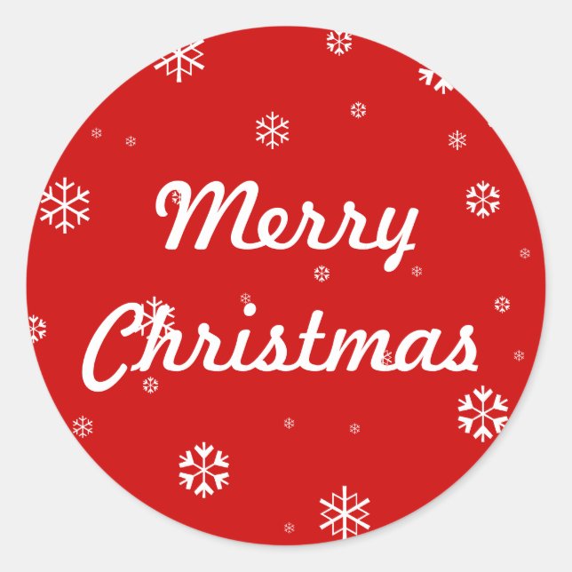 Adesivo Redondo Feliz Natal Flocos de Neve (Frente)