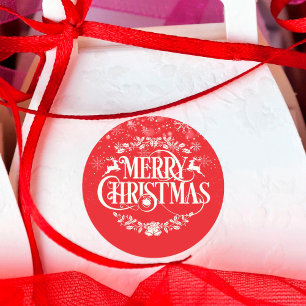 Adesivo Redondo Feliz Natal Flocos de Neve