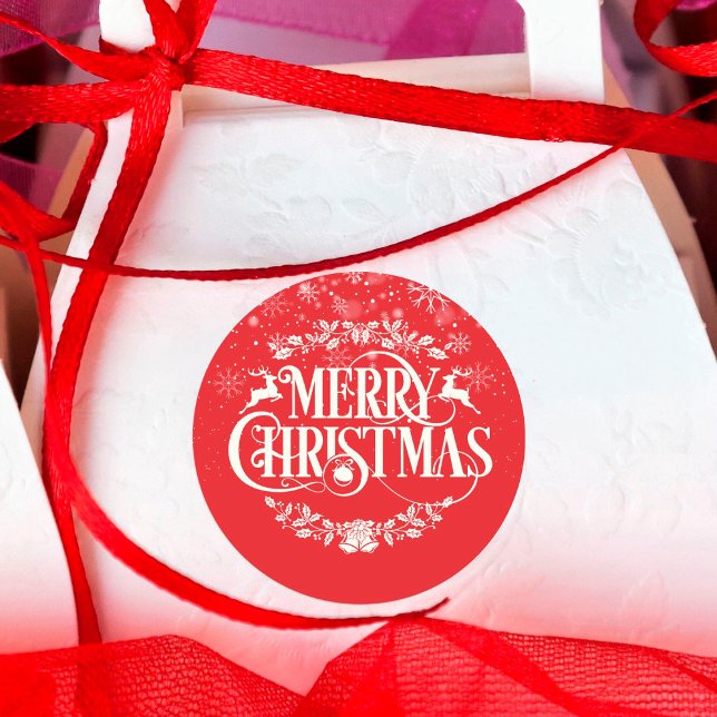 Adesivo Redondo Feliz Natal Flocos de Neve (Criador carregado)