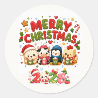 Adesivo Redondo Feliz Natal Fofo