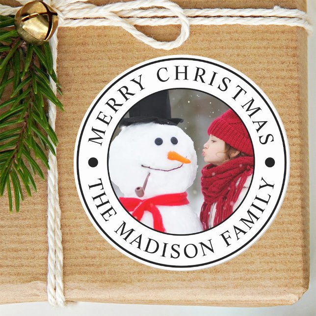 Adesivo Redondo Feliz Natal Foto de Férias (Criador carregado)