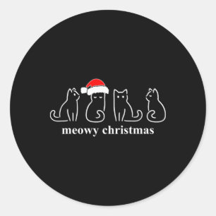 Adesivo Redondo Feliz Natal Gatinho Fofinho Gatos Natal Meowy Gato