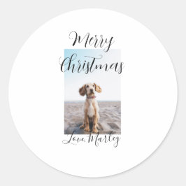 Adesivo Redondo Feliz Natal gato de estimação presentes de Natal