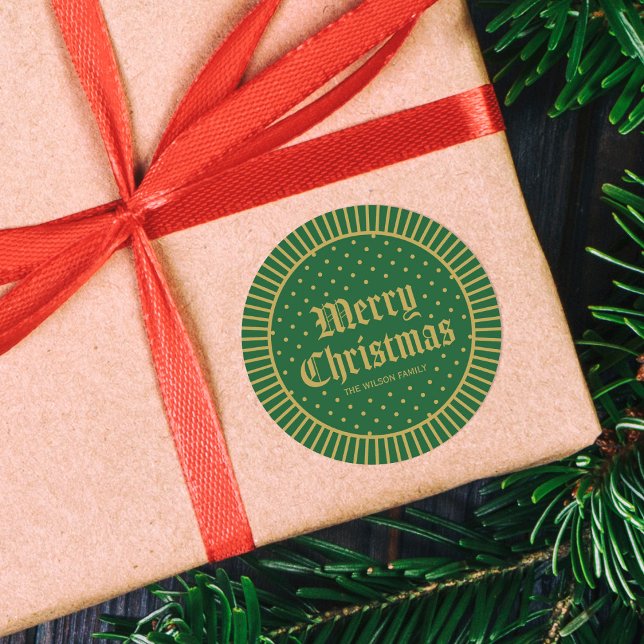 Adesivo Redondo Feliz Natal Geométrico Clássico Verde (Criador carregado)