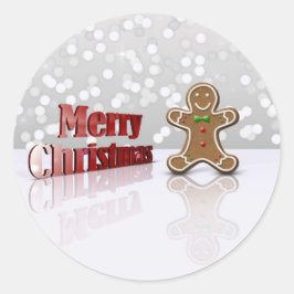 Adesivo Redondo Feliz Natal Gingerbird Man