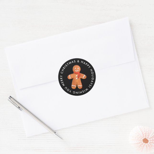 Adesivo Redondo Feliz Natal Gingercake Cookie (Envelope)