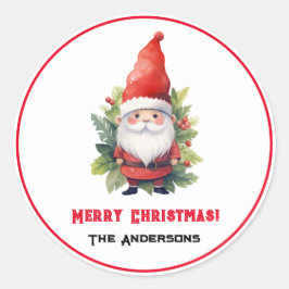 Adesivo Redondo Feliz Natal Gnomo Personalizado