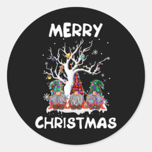 Adesivo Redondo Feliz Natal Gnomos Divertidos Homens da Família Xm