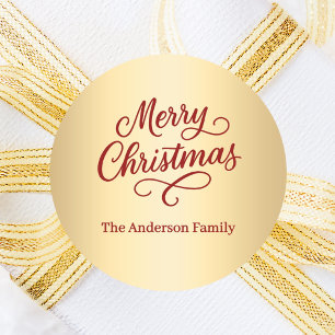 Adesivo Redondo Feliz Natal Gold