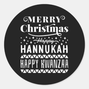 Adesivo Redondo Feliz Natal Hanukkah Feliz Kwanzaa 11