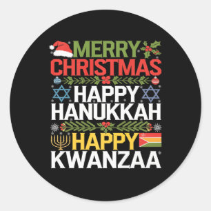 Adesivo Redondo Feliz Natal Hanukkah Feliz Kwanzaa 13