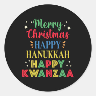 Adesivo Redondo Feliz Natal Hanukkah Feliz Kwanzaa 15