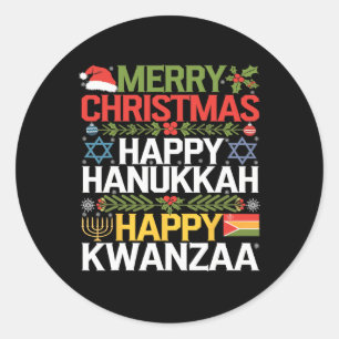 Adesivo Redondo Feliz Natal Hanukkah Feliz Kwanzaa 18