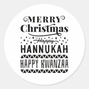 Adesivo Redondo Feliz Natal Hanukkah Feliz Kwanzaa 4
