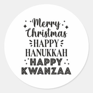 Adesivo Redondo Feliz Natal Hanukkah Feliz Kwanzaa 5